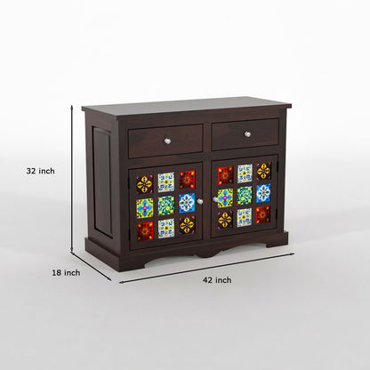 Pivra Solid Sheesham Wood Sideboard and Cabinets (Walnut Finish)