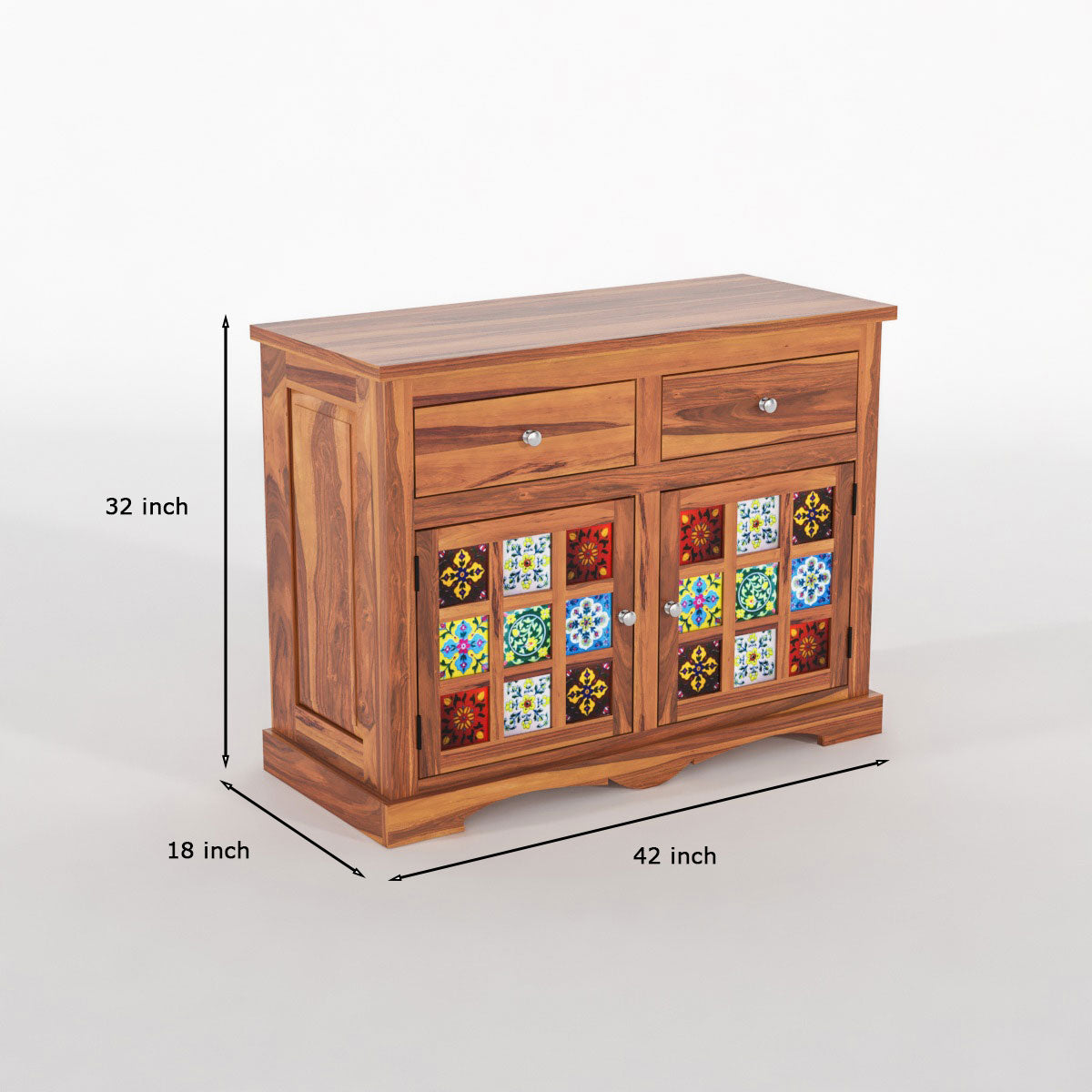 Pivra Solid Sheesham Wood Sideboard and Cabinets (Honey Finish)