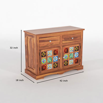 Pivra Solid Sheesham Wood Sideboard and Cabinets (Honey Finish)