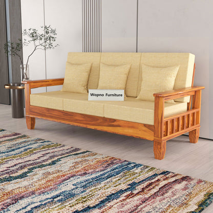 Trivralionel 3 Seater Solid Sheesham Wood Sofa Set (Honey Finish)