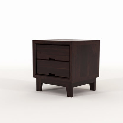 Jeyvalin Solid Sheesham Wood Bedside Table (Walnut Finish)