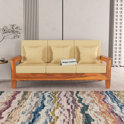 Trivralionel 3 Seater Solid Sheesham Wood Sofa Set (Honey Finish)