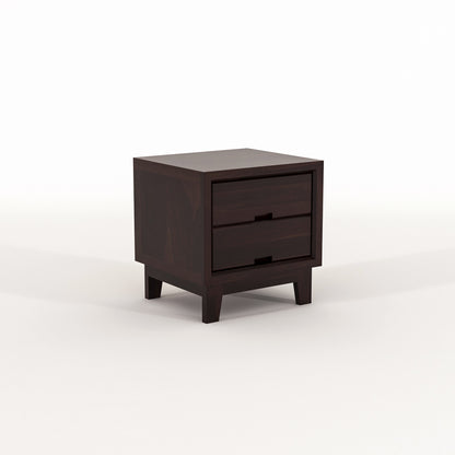 Jeyvalin Solid Sheesham Wood Bedside Table (Walnut Finish)