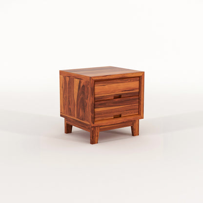 Jeyvalin Solid Sheesham Wood Bedside Table (Honey Finish)