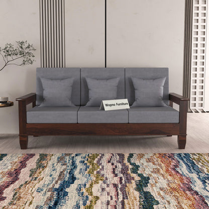 Trivralionel 3 Seater Solid Sheesham Wood Sofa Set (Walnut Finish)