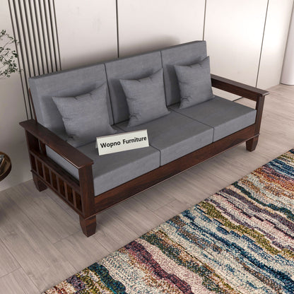 Trivralionel 3 Seater Solid Sheesham Wood Sofa Set (Walnut Finish)