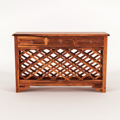 Pivra Solid Sheesham Wood Sideboard and Cabinets (Honey Finish)