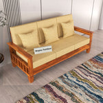 Trivralionel 3 Seater Solid Sheesham Wood Sofa Set (Honey Finish)