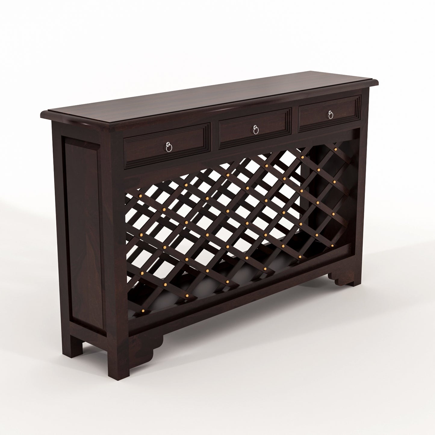 Pivra Solid Sheesham Wood Sideboard and Cabinets (Walnut Finish)