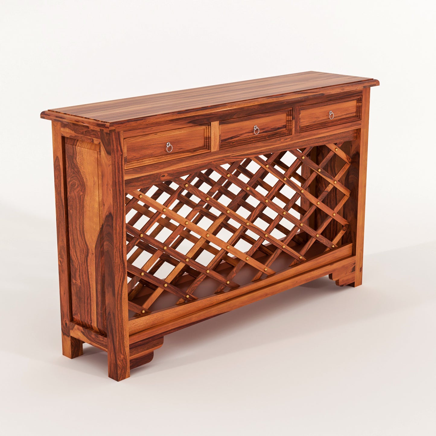 Pivra Solid Sheesham Wood Sideboard and Cabinets (Honey Finish)