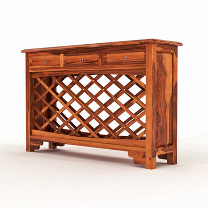 Pivra Solid Sheesham Wood Sideboard and Cabinets (Honey Finish)