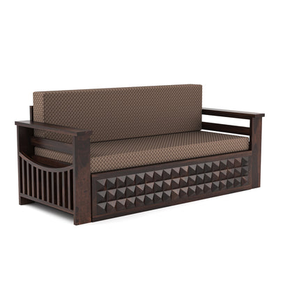 Orvan Solid  Sheesham Wooden 3 Seater diamond Sofa Cum Bed  (Walnut ,Finish )