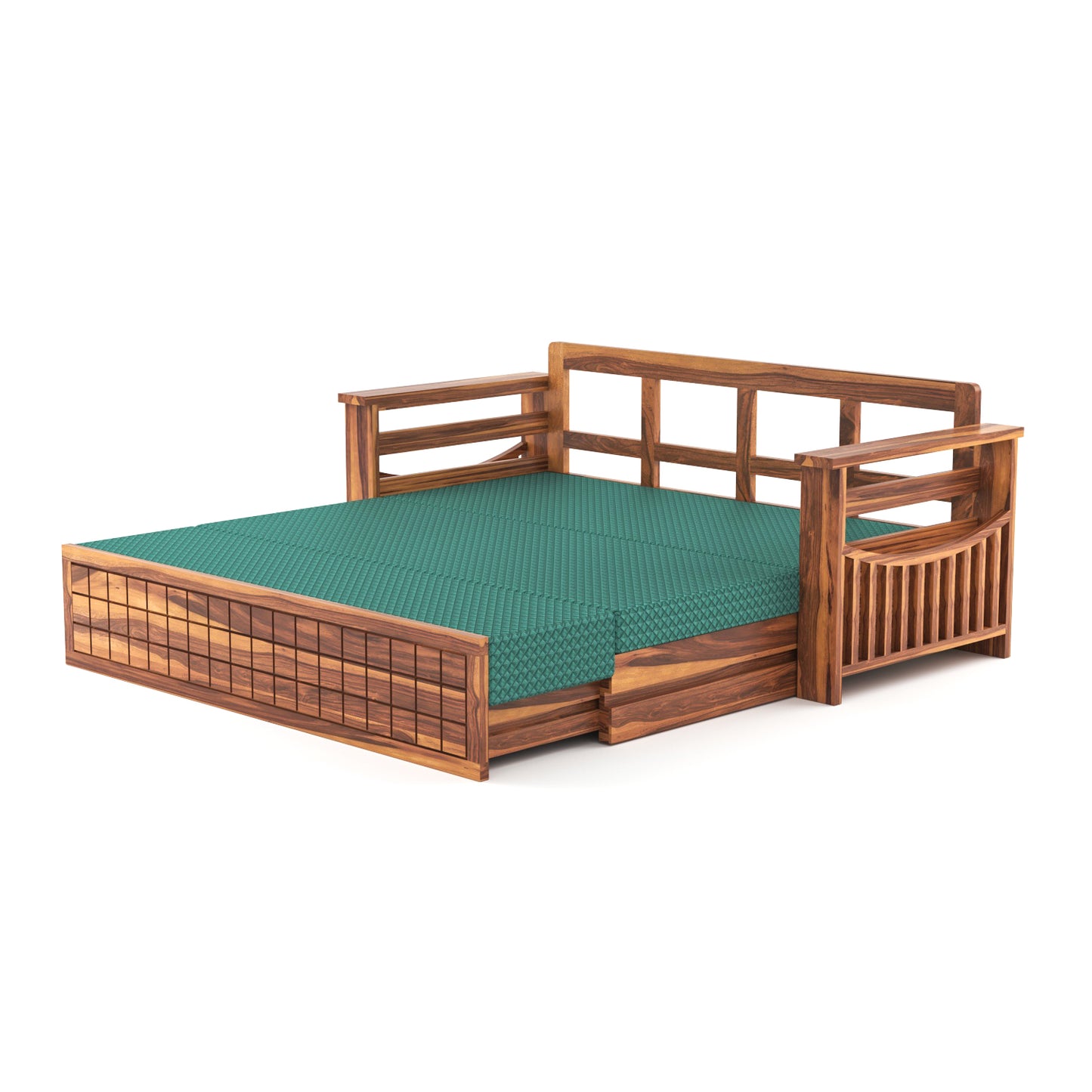 Fivrel Solid Sheesham Wooden 3 Seater Sofa Cum Bed (Honey Finish)
