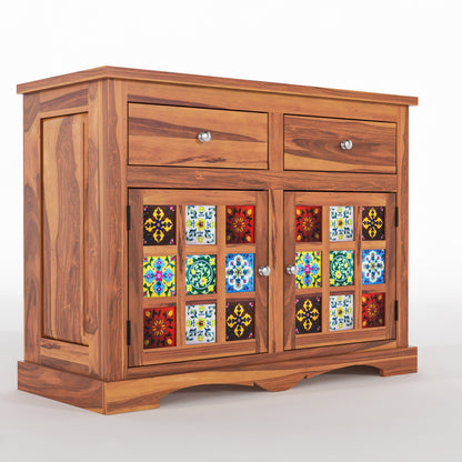 Pivra Solid Sheesham Wood Sideboard and Cabinets (Honey Finish)