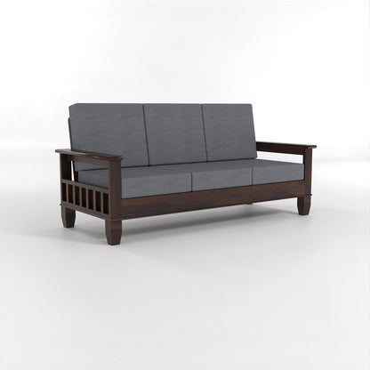 Veltra Solid Sheesham Wooden 3  Seater Sofa Set (Walnut Finish)