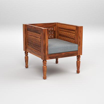 Sovric Solid Sheesham  Wooden 5 Seater Sofa Set (Honey Finish )