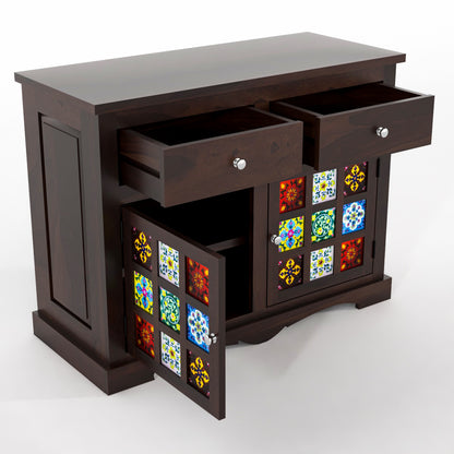 Pivra Solid Sheesham Wood Sideboard and Cabinets (Walnut Finish)