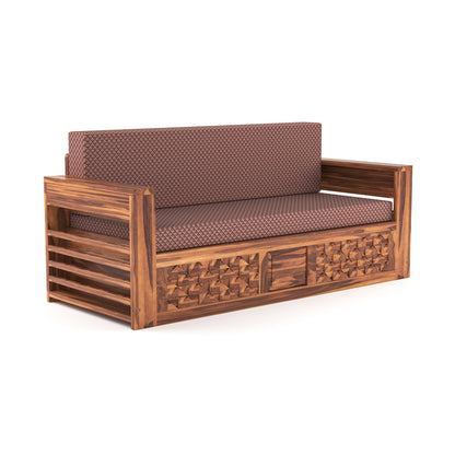 Orvan Solid  Sheesham Wooden 3 Seater diamond Sofa Cum Bed  (Honey,Finish )