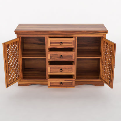 Pivra Solid Sheesham Wood Sideboard and Cabinets (Honey Finish)