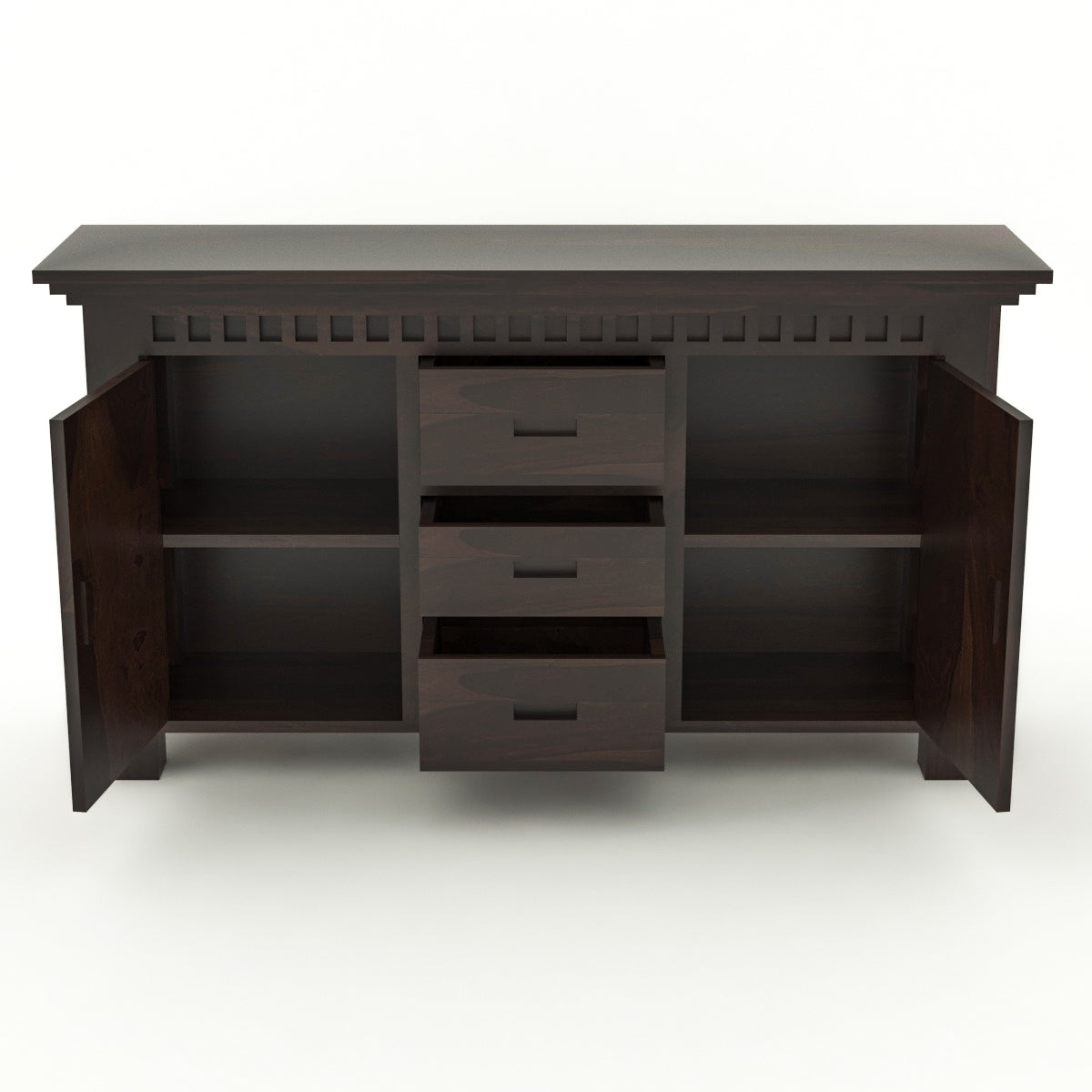 Pivra Solid Sheesham Wood Sideboard and Cabinets (Walnut Finish)