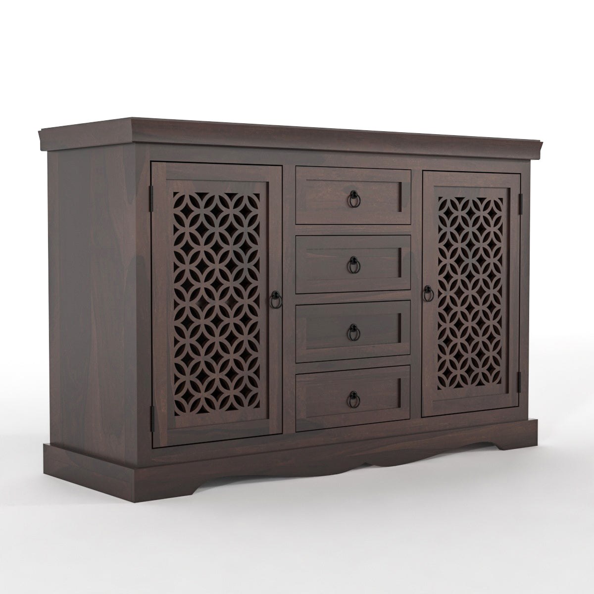 Pivra Solid Sheesham Wood Sideboard and Cabinets (Walnut Finish)