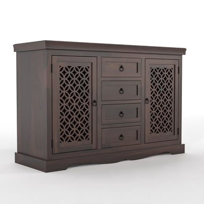 Pivra Solid Sheesham Wood Sideboard and Cabinets (Walnut Finish)