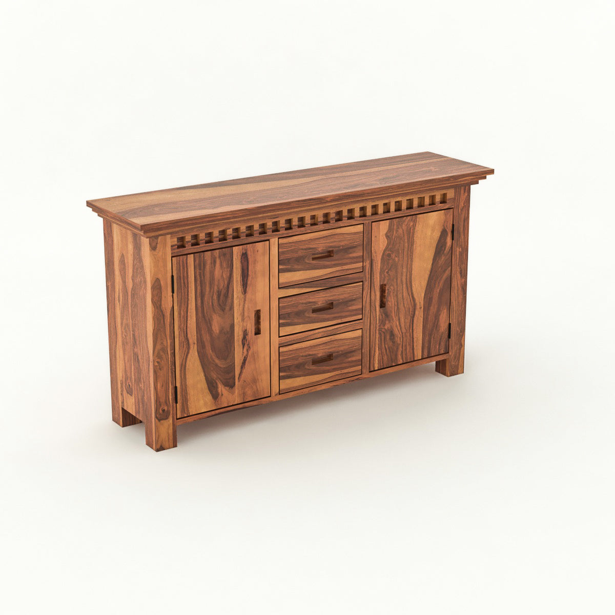 Pivra Solid Sheesham Wood Sideboard and Cabinets (Honey Finish)