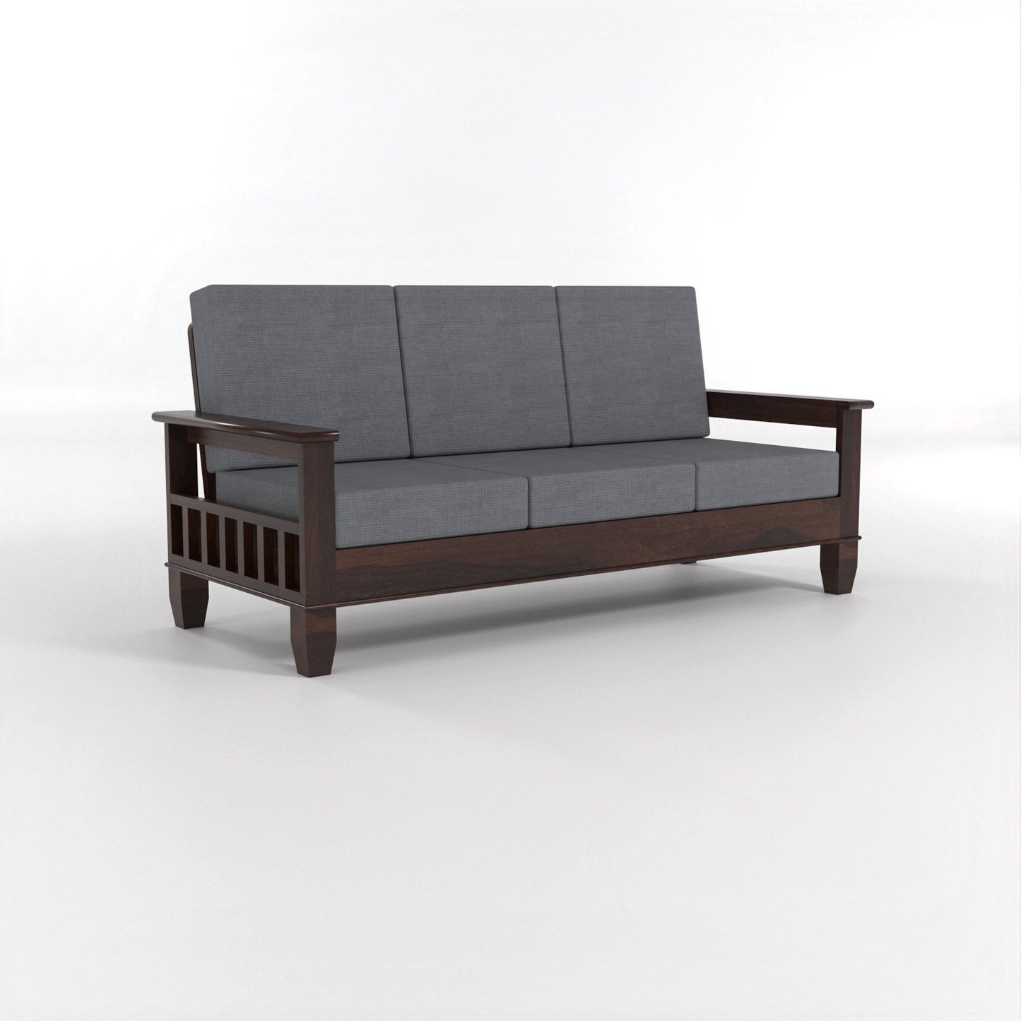 Trivralionel 3 Seater Solid Sheesham Wood Sofa Set (Walnut Finish)