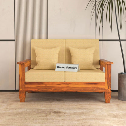 Trivralionel 2 Seater Solid Sheesham Wood Sofa Set (Honey Finish)