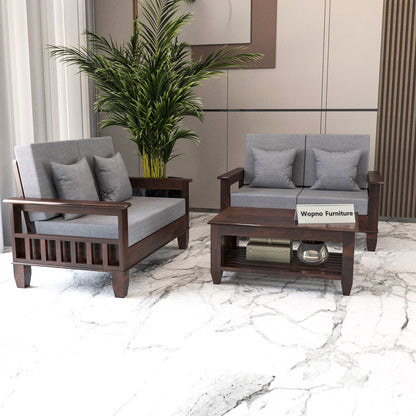 Trivralionel 4 Seater Solid Sheesham Wood Sofa Set (Walnut Finish)