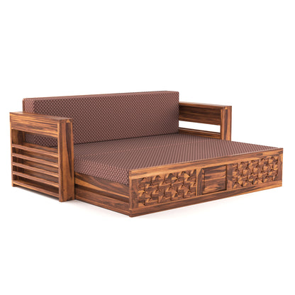 Orvan Solid  Sheesham Wooden 3 Seater diamond Sofa Cum Bed  (Honey,Finish )