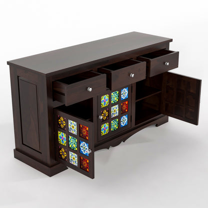 Pivra Solid Sheesham Wood Sideboard and Cabinets (Walnut Finish)