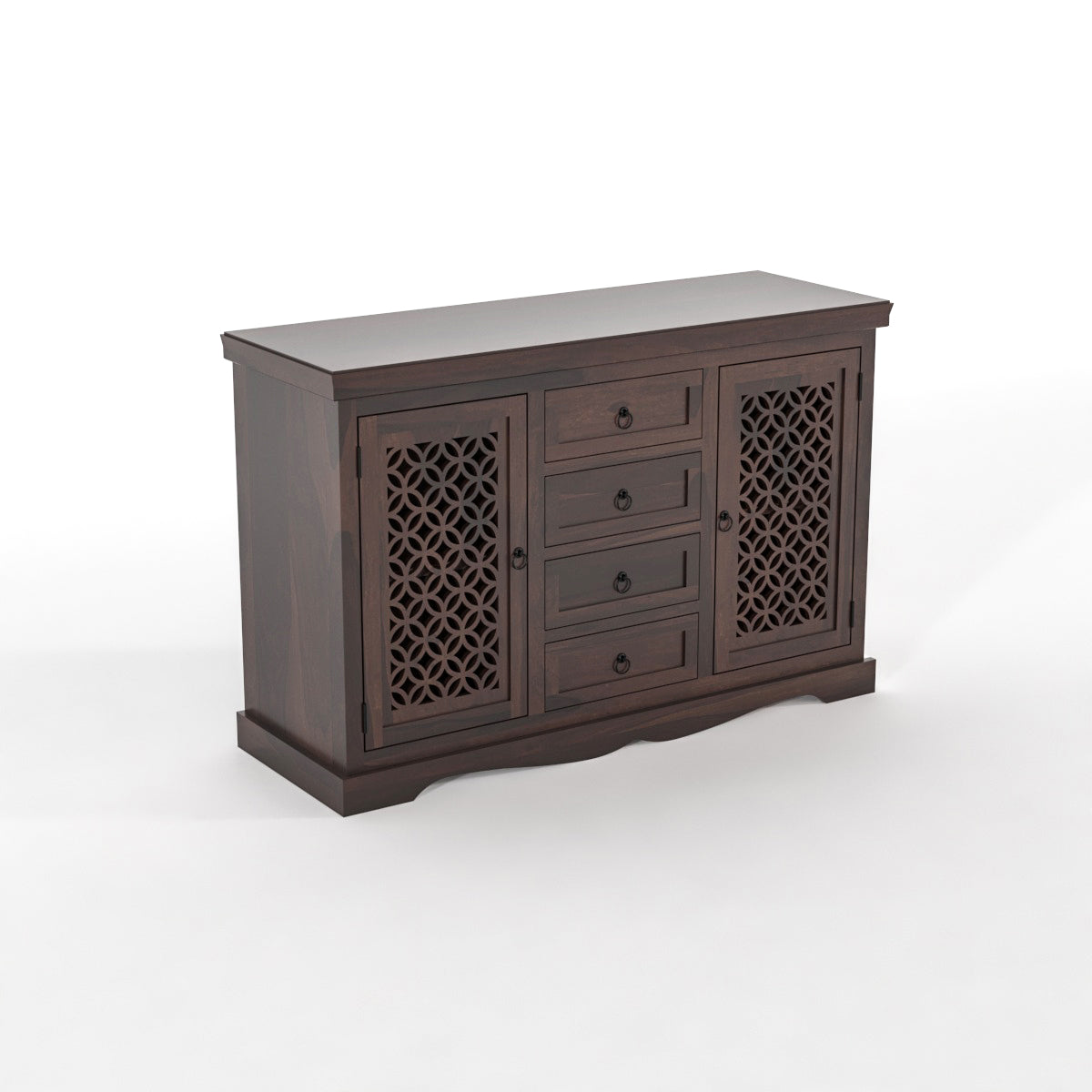 Pivra Solid Sheesham Wood Sideboard and Cabinets (Walnut Finish)