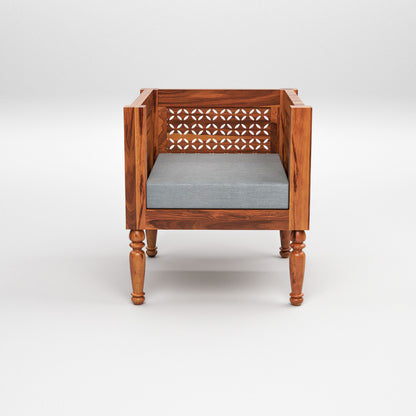 Ulnor   Solid Sheesham  Wooden 6 Seater Sofa Set (Honey Finish)