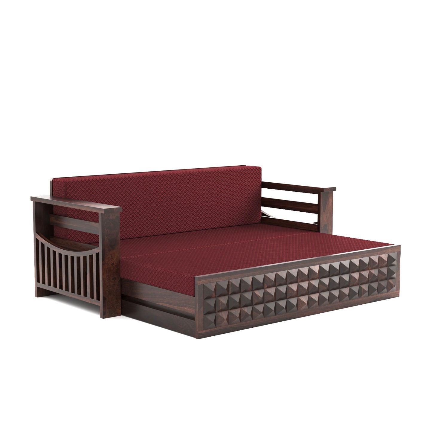 Orvan Solid  Sheesham Wooden 3 Seater diamond Sofa Cum Bed  (Walnut ,Finish )