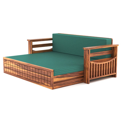 Fivrel Solid Sheesham Wooden 3 Seater Sofa Cum Bed (Honey Finish)
