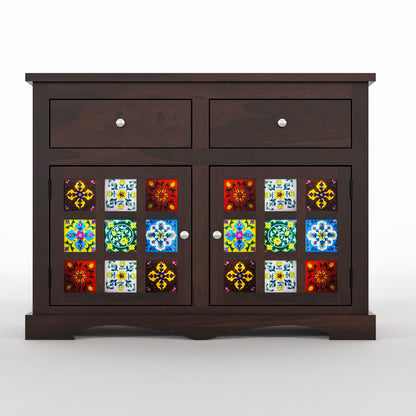 Pivra Solid Sheesham Wood Sideboard and Cabinets (Walnut Finish)
