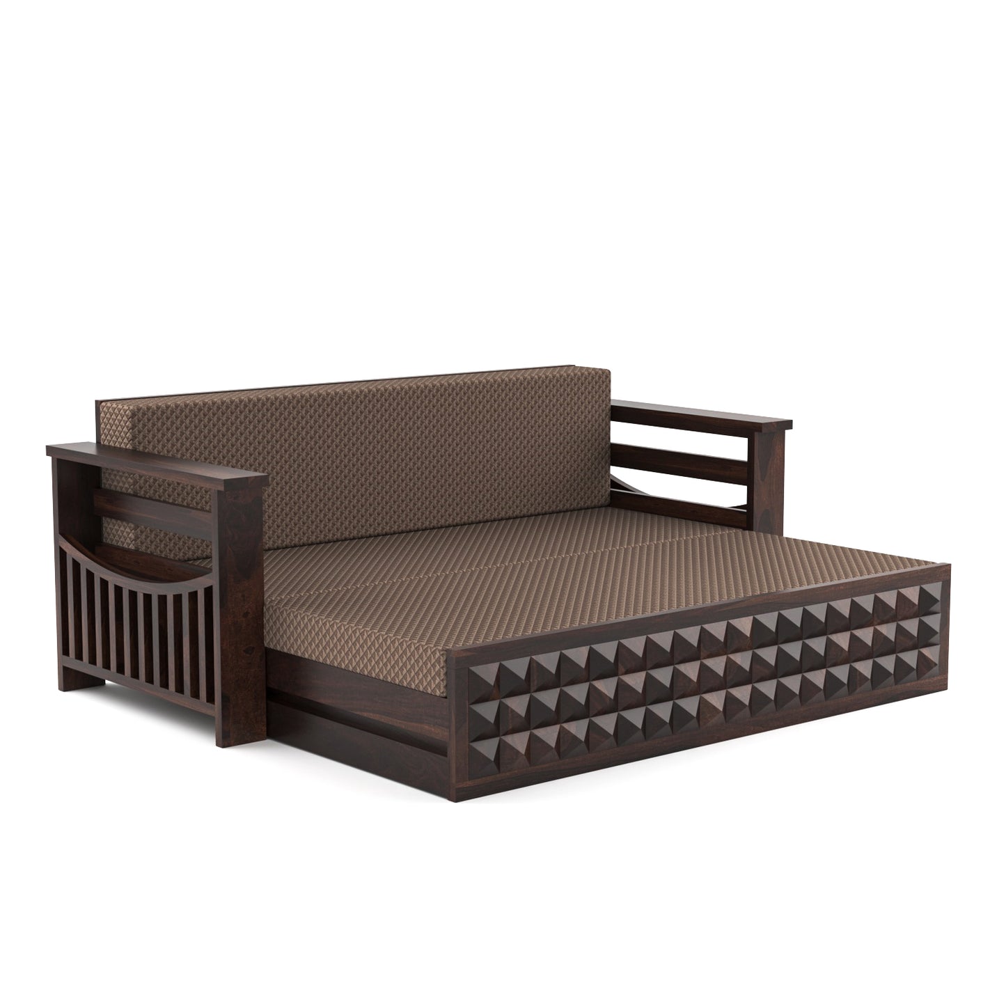 Orvan Solid  Sheesham Wooden 3 Seater diamond Sofa Cum Bed  (Walnut ,Finish )