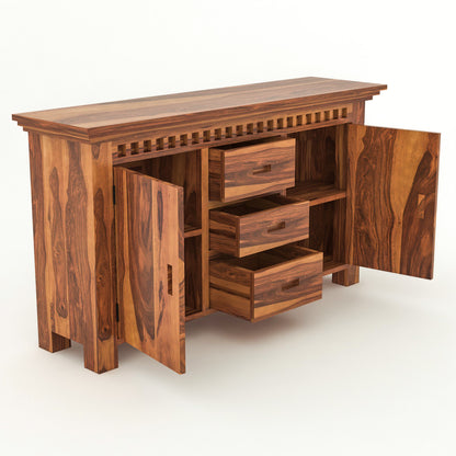 Pivra Solid Sheesham Wood Sideboard and Cabinets (Honey Finish)