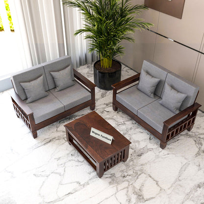 Trivralionel 4 Seater Solid Sheesham Wood Sofa Set (Walnut Finish)