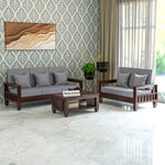 Trivralionel 5 Seater Solid Sheesham Wood Sofa Set  3+2 (Walnut Finish)