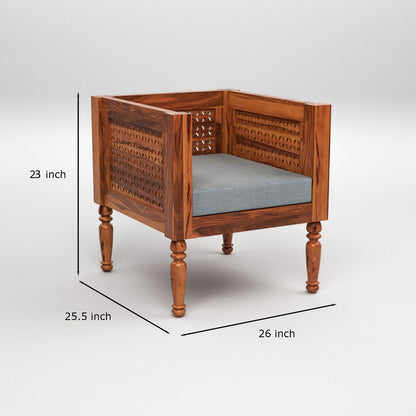 Sovric Solid Sheesham  Wooden 5 Seater Sofa Set (Honey Finish )