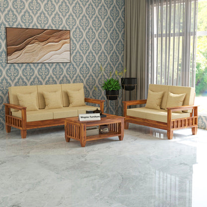 Trivralionel 5 Seater Solid Sheesham Wood Sofa Set  3+2 (Honey Finish)