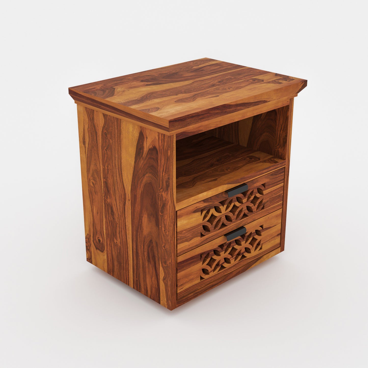 Movralionel Solid Sheesham Wood Bedside Table (Natural Finish)