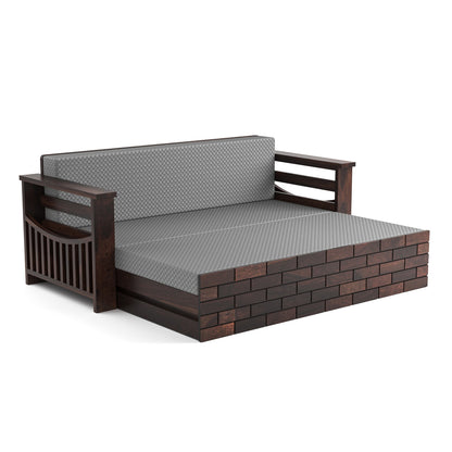Bralor Solid Sheesham Wooden 3 Seater Sofa Cum Bed (Walnut  Finish)