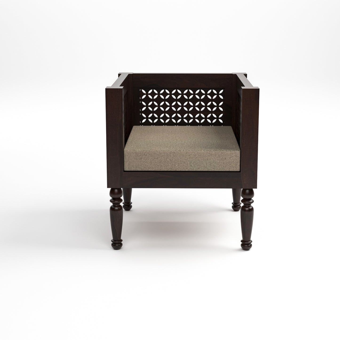 Cindor Solid Sheesham  Wooden 1 Seater Sofa Arm Chair ( Walnut Finish )