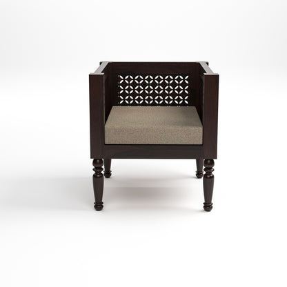 Cindor Solid Sheesham  Wooden 1 Seater Sofa Arm Chair ( Walnut Finish )