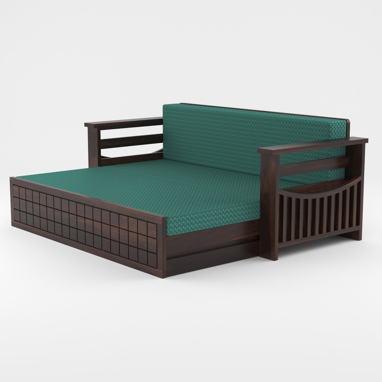 Fivrel Solid Sheesham Wooden 3 Seater Sofa Cum Bed (Walnut  Finish)