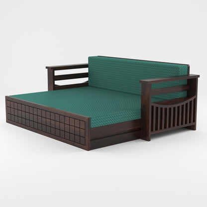Fivrel Solid Sheesham Wooden 3 Seater Sofa Cum Bed (Walnut  Finish)