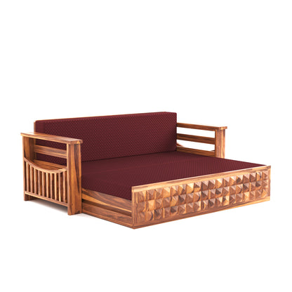 Orvan Solid  Sheesham Wooden 3 Seater diamond Sofa Cum Bed  (Walnut ,Finish )